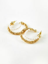 Double Layer Pearl Hoop Earrings